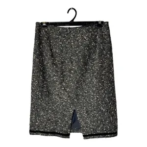Nanette Lepore‎ Skirt Women 12 Brown Black Tweed Velvet Trim Pencil Straight thumbnail 2
