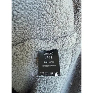 POL Gray Plush Fuzzy‎ Soft Hearts Hoodie Full Zip Cozy Comfy Womens Size Small thumbnail 2