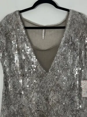 NEW Free People Sz Small Midnight Dreamer Shattered Glass Sequin Tunic MiniDress thumbnail 4
