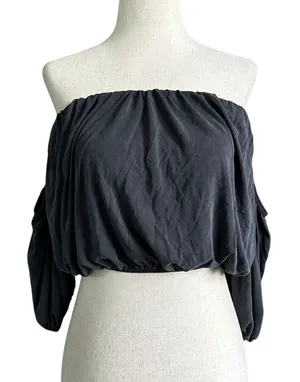 Lavender Field Gray Strapless Cold Shoulder Crop Top Women's Size Small | 25-9-2 thumbnail 1