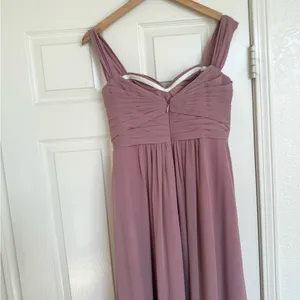 Azazie Zapheira‎ Dusty Rose Pink A-Line Ruched Chiffon Dress Bridesmaid 8 thumbnail 9