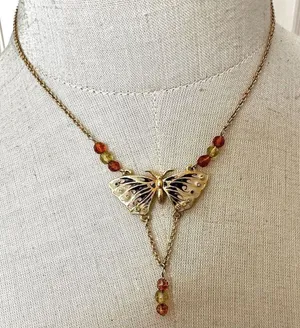 Cookie Lee butterfly beaded pendant necklace thumbnail 1