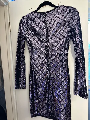 privy Vintage Y2K Lavender Sequin Long Sleeve V-Neck Dress size small NWT thumbnail 4