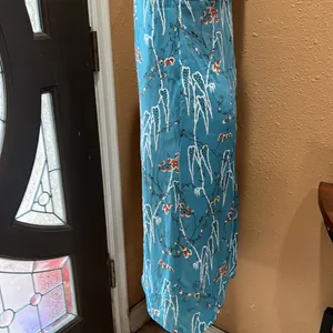 Zara light blue floral deep v neck dress thumbnail 7