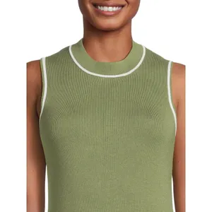 Free Assembly Womens Sweater Size L Bay Leaf Knit Midi Dress Sleeveless Casual thumbnail 5