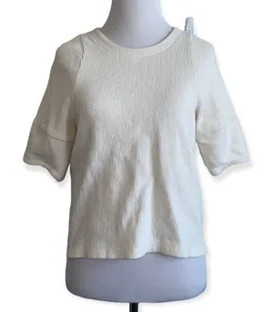 🎀 3/$20 Madewell women’s XXS textured‎ jacquard button back cream top thumbnail 1