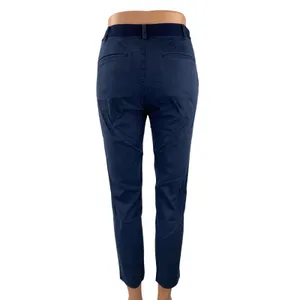 Uniqlo Women's Navy Blue Mid Rise Slim Chino Khaki Tapered Trousers Pants Sz XS thumbnail 4