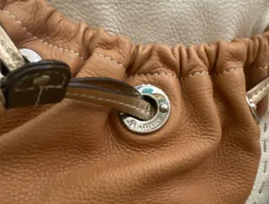 B. MAKOWSKY Tan Beige Gold Leather Slouchy Double Handle Shoulder Bag thumbnail 10