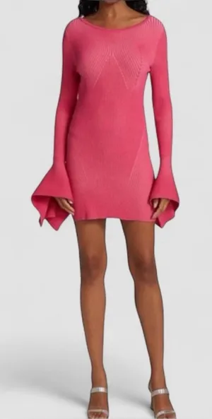 NWT Acler Sanders Ribbed Mini Bodycon Dress In Berry Tulip Sz‎ 4 thumbnail 1