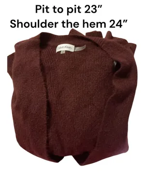 Calvin Klein Burgundy Faux-Wrap Knit Sweater thumbnail 4