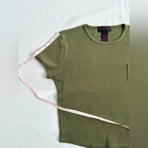 Ralph Lauren Vintage 90s Cropped Logo Pocket Tee - Olive - M thumbnail 10