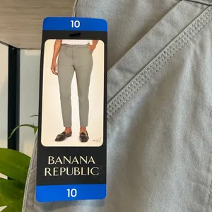 NWT Banana Republic High Rise Twill Woven Ankle Gray Trouser Pant, 10 thumbnail 5