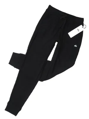 NWT Alo Yoga Muse Sweatpant in Black Ribbed Tapered Jogger Pants S thumbnail 1
