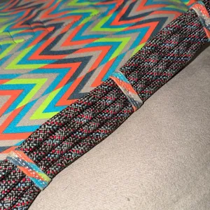 KAVU Rope Bag Neon Chevron Zigzag Canvas Sling Crossbody Backpack Grey Blue thumbnail 7