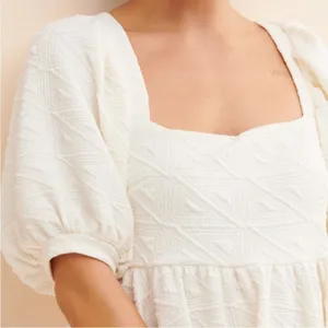 Free people violet puff sleeve tie back mini‎ dress white sz S thumbnail 5