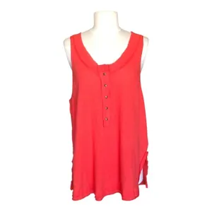 We The Free Free People Love Language Henley Tank Top Coral Sleeveless NWT Small thumbnail 2