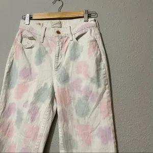 Universal Threads Vintage Straight White Pink & Blue Jeans Womens 2 Polka Dot thumbnail 4