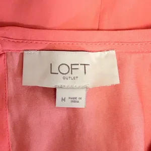 LOFT Outlet Blouse Size M Coral Ruffle Shoulder Long Sleeve Pleated Top Preppy thumbnail 6