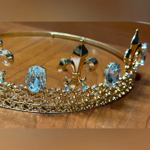 Gold Tiara with Crystal Accents thumbnail 2