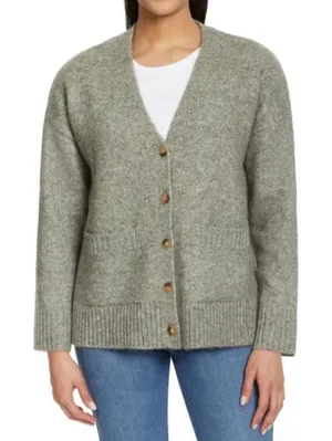 NWT ELLA MOSS Cardigan‎ Sweater XXL Green Buttons Pockets V-neck Soft Cozy Layer thumbnail 1