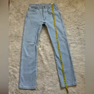 Wrangler sky Blue Women’s Leather Patch Slim Fit Cowboy Jeans Size 13/36 thumbnail 8