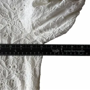 Zara White Eyelet Embroidered Midi Dress Size S Puff Sleeve Cotton Boho Cottage thumbnail 8