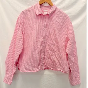 Gap × Loveshackfancy Baby Pink‎ 100% Organic Cotton Cropped Shirt Casual Easter thumbnail 4