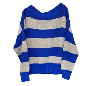 Free People Sweater Oversized Nautical Blue Beige Stripe SZ Sm Office Relaxed thumbnail 6
