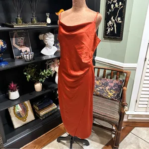 Lulus Silky Orange Maxi Dress – Taylor Swift-Inspired, Size Large thumbnail 4