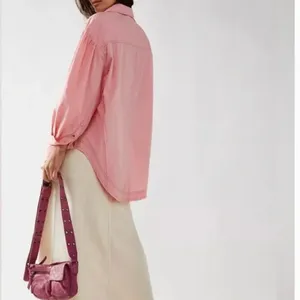NWOT FREE PEOPLE Freya Poplin Tunic Button Down Blouse Pink thumbnail 7