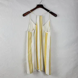 Cage Womens Slip Dress L Yellow Striped Babydoll Racerback Spaghetti Strap Mini thumbnail 8
