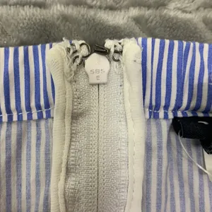 Striped Blue and White Poplin Lace Up Corset Tank Top Size 1X thumbnail 15