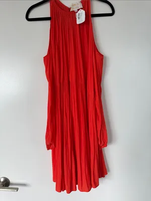 Ramy Brook Coral Cold-Shoulder Pleated Mini Dress - Size M thumbnail 4