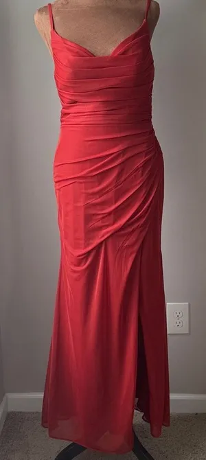 Azazie Deandra Rust Full Length Chiffon Bridesmaid Dress thumbnail 1