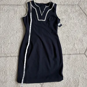 NWT Tommy Hilfiger Navy Sheath Dress Nautical Trim Workwear Cocktail Dress sz 6 thumbnail 4