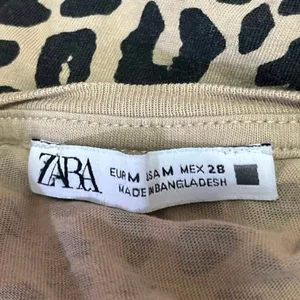Zara Women's Beige Black Leopard Animal Print Short Sleeve T Shirt Tee Top Sz M thumbnail 3