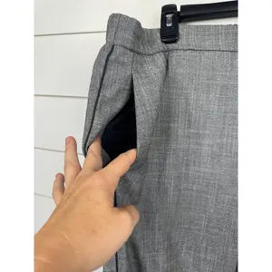 Old Navy Grey Flat Front Dress Trousers Black Side Stripe Modern Size 14 Pants thumbnail 4