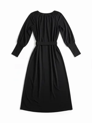 Tuckernuck Kendall Dress Women Small Black NEW Belted Bishop Sleeve Midi thumbnail 3