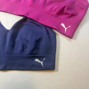 Puma Women Seamless Sports Bra 2-Pack Navy Blue Magenta Pink Adjustable Straps thumbnail 3