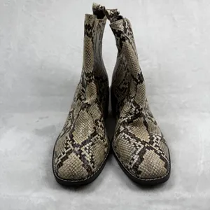 Nordstrom Snakeskin Print Ankle Boots‎ Square Toe Block Heel Chelsea Booties 7.5 thumbnail 3