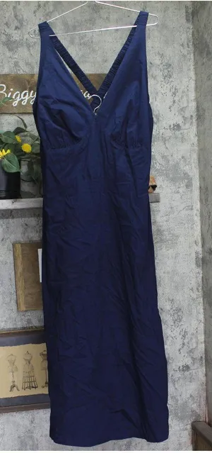 A New Day Sleeveless V-Neck Crisscross Open-Back Maxi Dress Navy Blue 2XL thumbnail 1