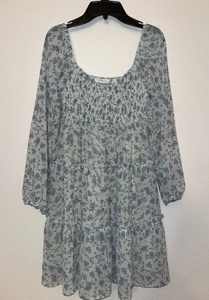 Altar'd State Light Blue Floral Tiered Babydoll Dress thumbnail 1