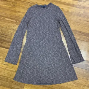 American Eagle Knit Dress Womens Size Medium Bell Sleeve Ruffle‎ Neck Heathered thumbnail 1