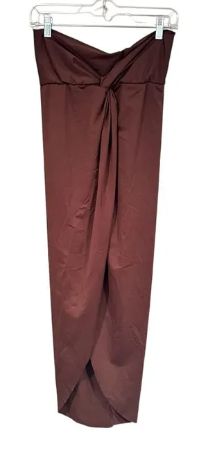 SKIMS Strapless Twist Bandeau Bodycon Dress Women's‎ Medium Brown Minimalist Y2K thumbnail 1