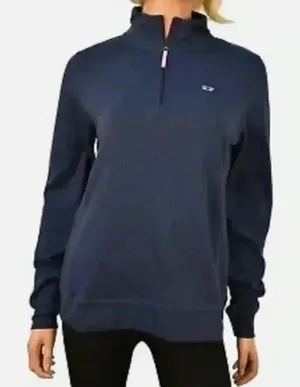 Vineyard Vines Women’s Quarter Zip Pullover Blue with Whale Patch M thumbnail 1
