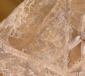 Savage X FENTY unlined plunge lace floral Racerback bralette beige size large thumbnail 7