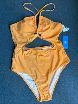 🆕Cupshe Women Orange Cutout One-Piece Swimsuit Size M thumbnail 1