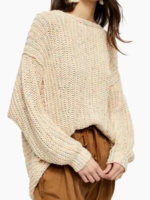 Free People Oversized Confetti Combo Neon Lights Sweater - Size - Small thumbnail 1