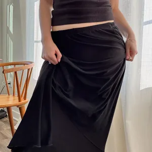 Vintage Y2K Clara's Black Flowy Skirt Maxi Assymtetrical Seem Long Stretchy thumbnail 1