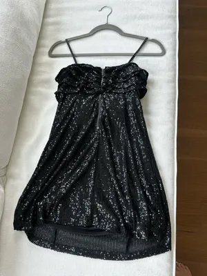 Free People Women's Black Frida Sequin Ruffle Strapless Mini Dress thumbnail 7